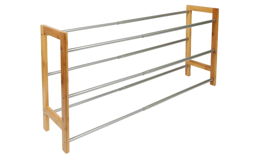 Image 3: Three-Tier Extendable Shoe Rack