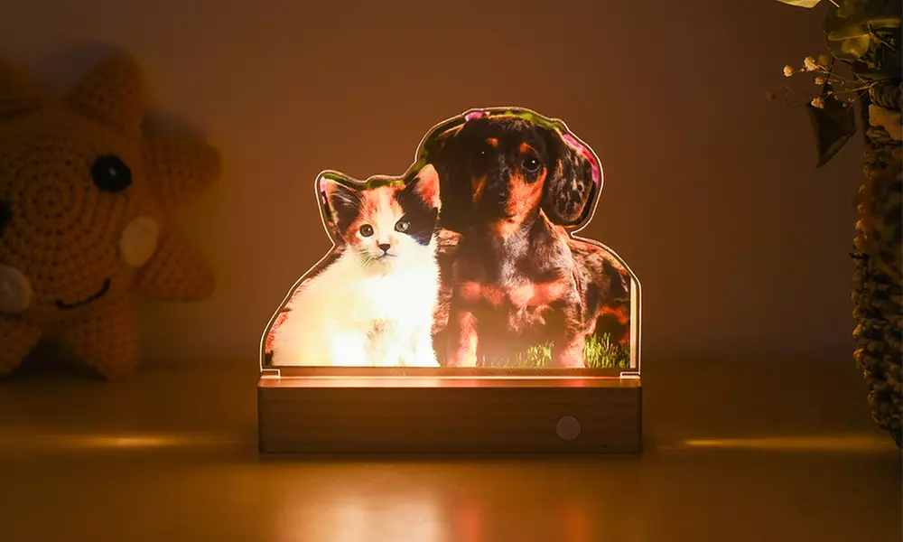 Foto-Nachtlicht mit Holzsockel