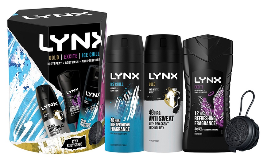 Image 1: Lynx Gold, Excite and Ice Chill Set for Him with Body Scrub