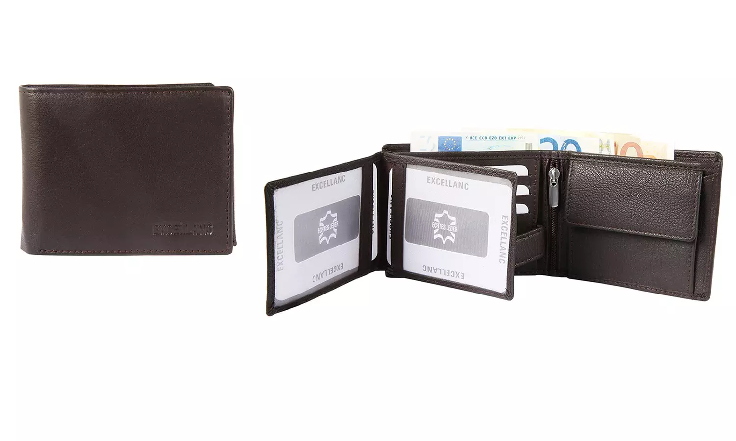 1x, 2x, oder 3x Herren- oder Unisex-Geldbörse aus Leder