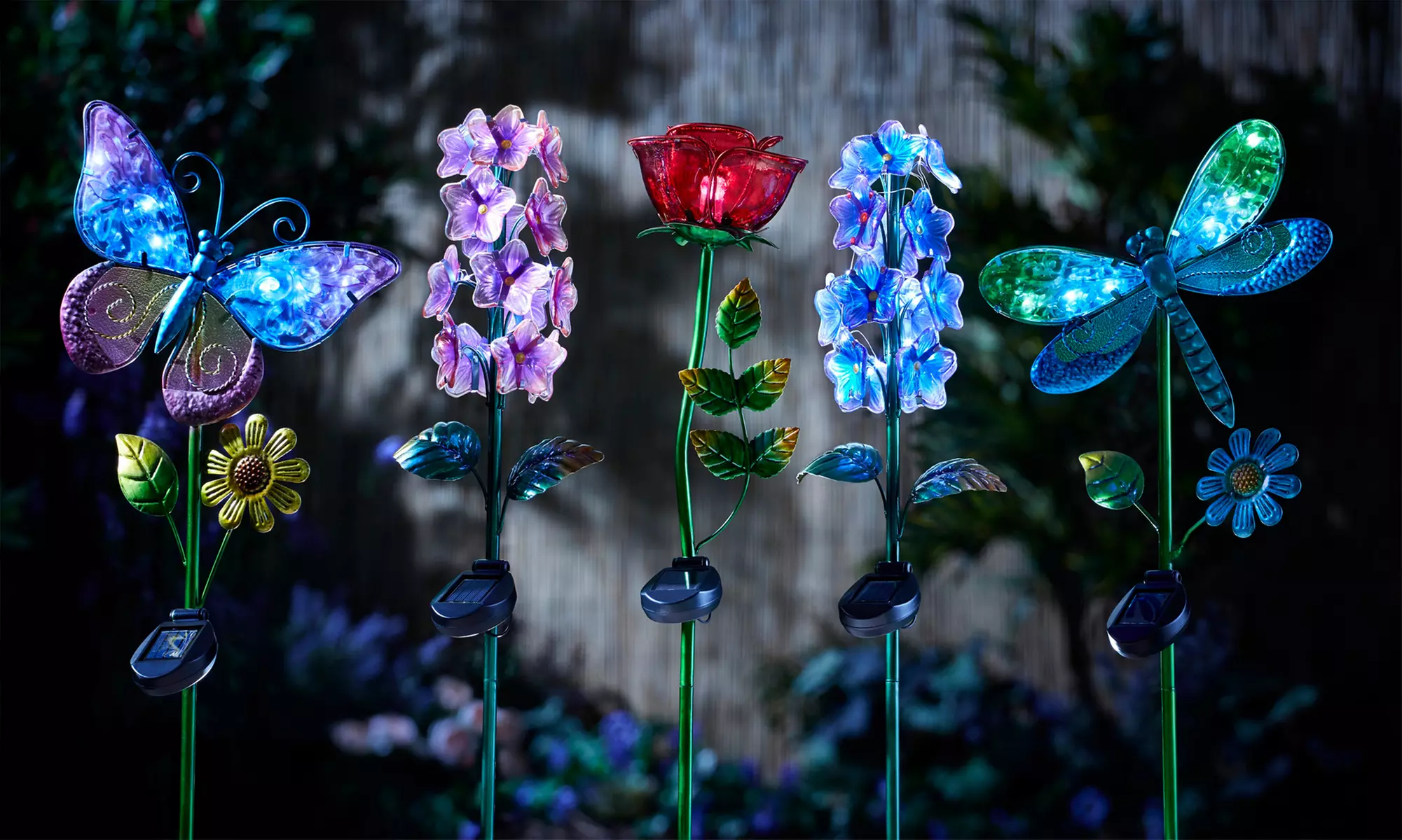 Lampes de jardin à énergie solaire avec détails en verre peint - Primary Image