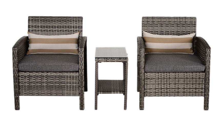 Image 2: Outsunny Rattan-Effect Bistro Furniture Set