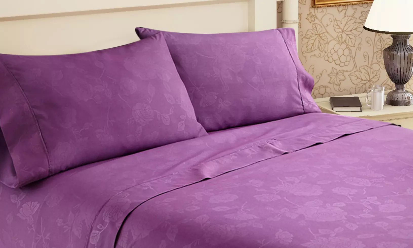 Clearance: Soft Floral Embossed Bed Sheet Set - Primary Image