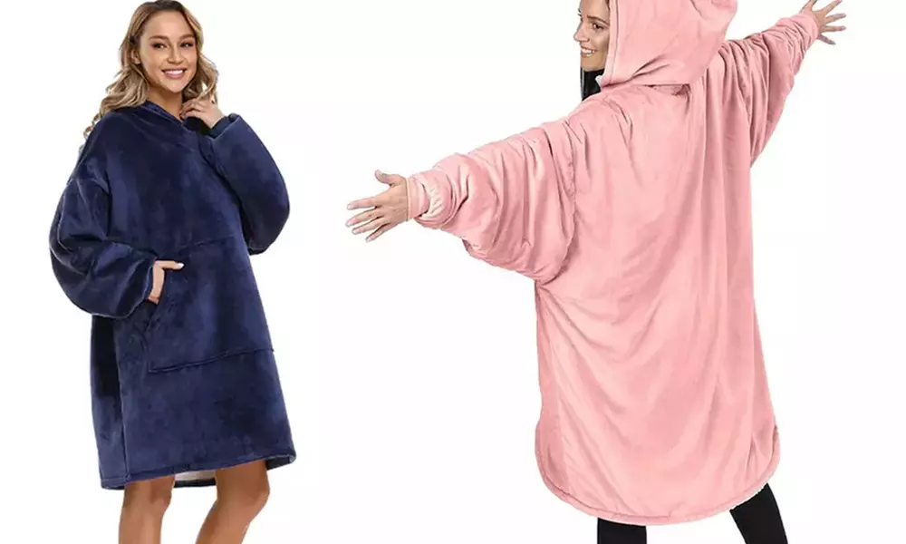 1 of 2 zachte fleece dekens met capuchon