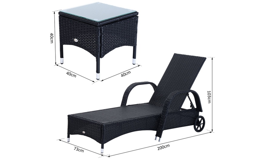 Image 12: Outsunny Rattan-Effect Lounge Set