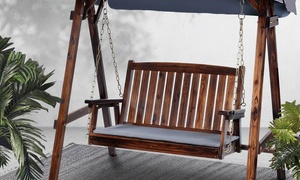 Wooden Two-Seater Swing Chair 