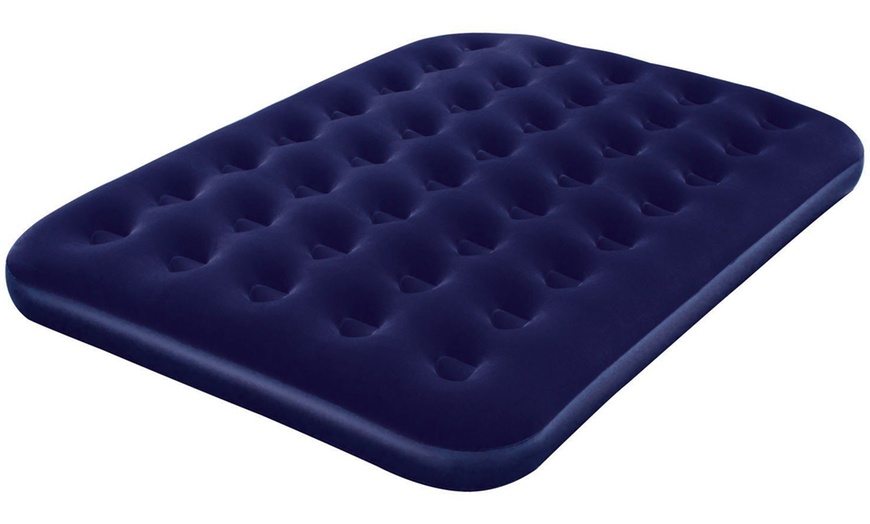 Image 3: Double Flocked Airbed with Pump