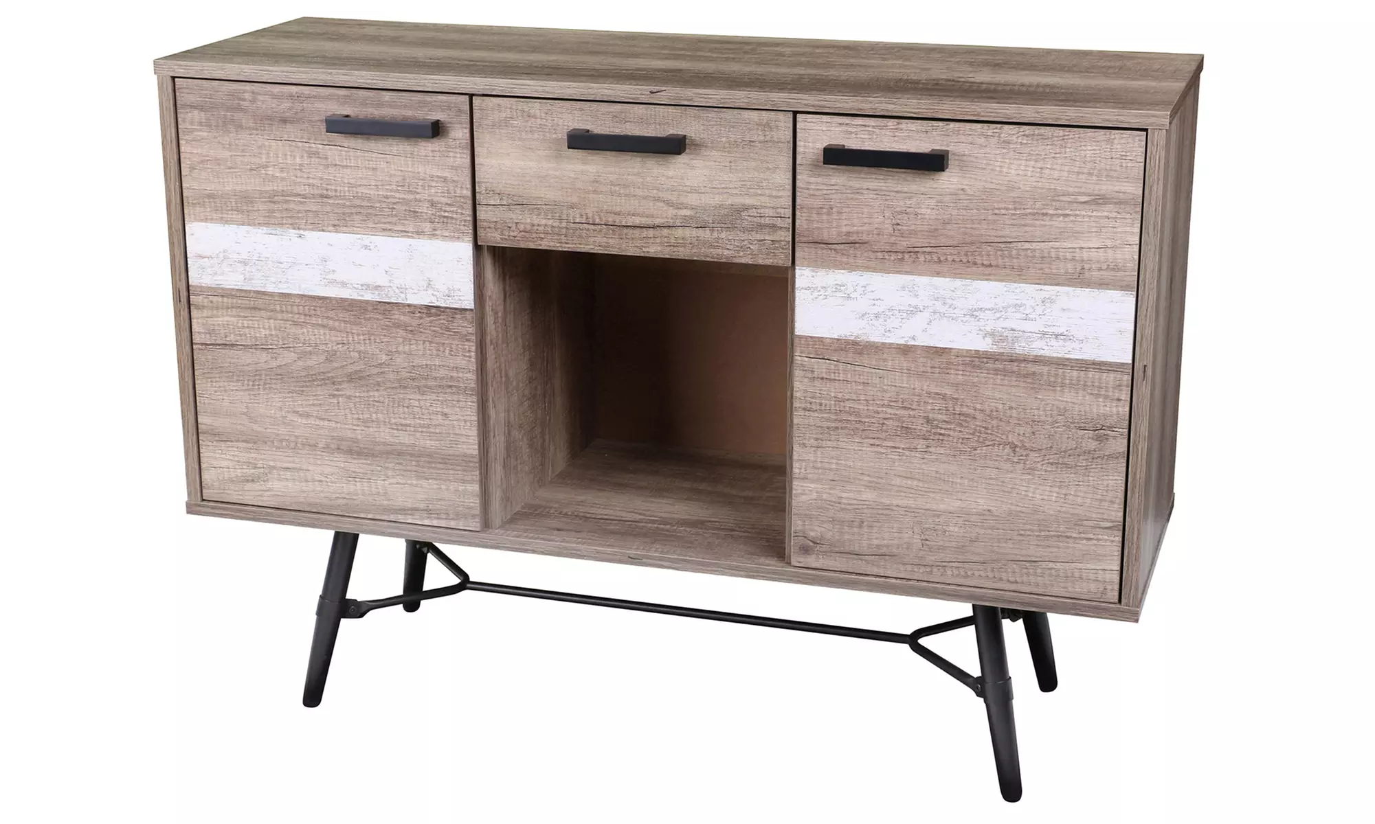 Commode moderne de 120 x 40 x 84 cm avec pieds en métal, 2 portes et 1 tiroir, livraison offerte - Image 2