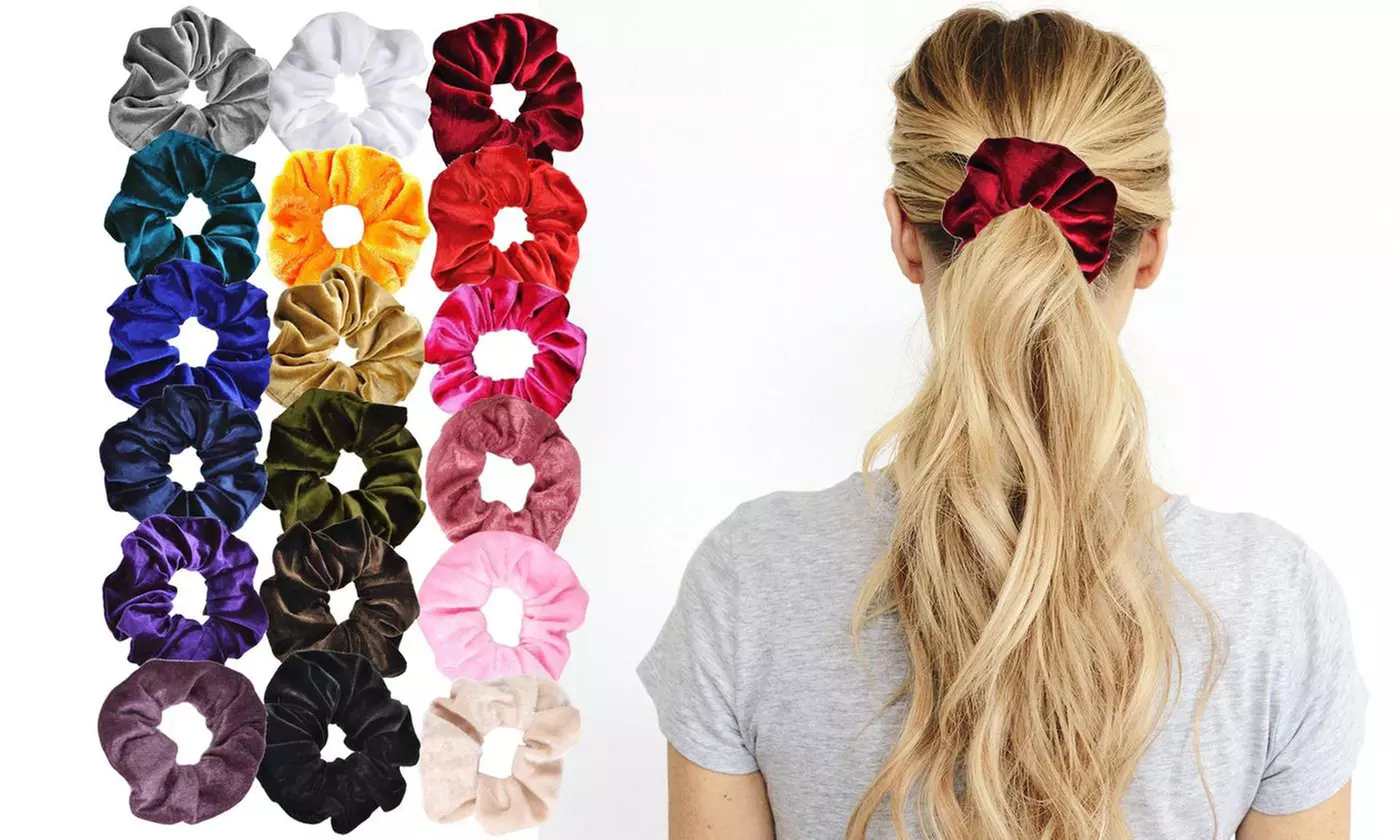 Hair Scrunchies Velvet Elastics Hair Bands Scrunchy Hair Tie (18-Pack) - Primary Image