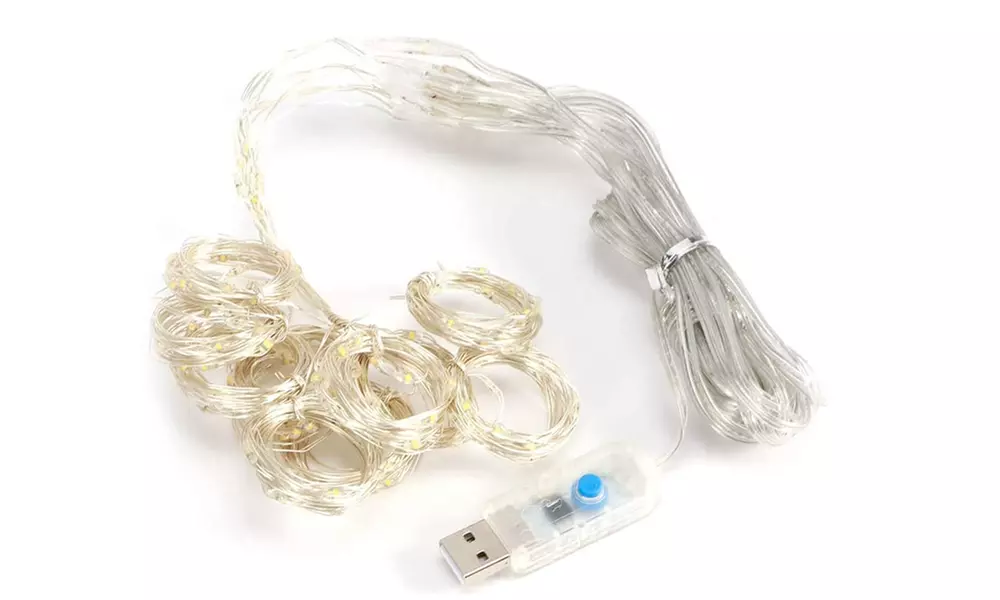 1 of 2 gordijnverlichtingen met led-lampjes