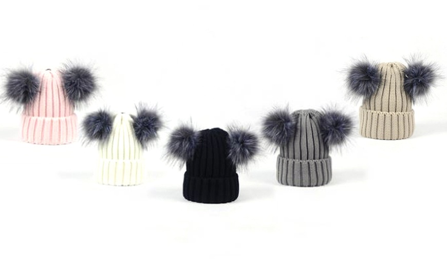 Image 1: Double Pom Pom Winter Hat 