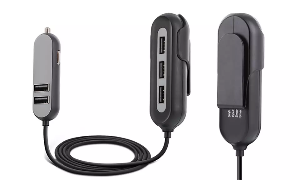 Aduro PowerUp Passenger 5-Port USB Car Charger with Backseat Clip - Second Medium