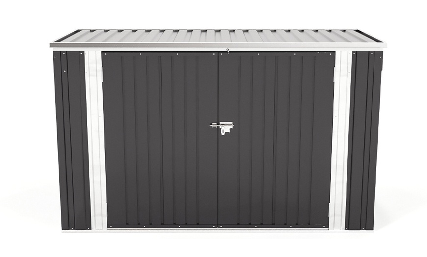 Image 4: Black Steel Lockable Garden Bicycle Storage Shed