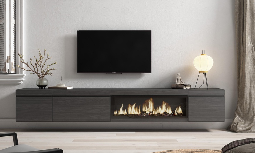 Image 33: Mueble TV '' Cozy'' con Chimenea Eléctrica XXL opcional y almacenaje