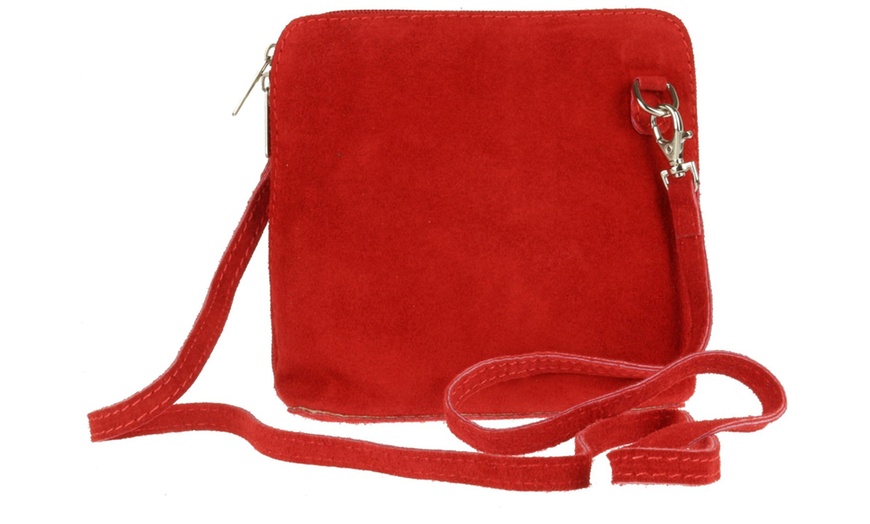 Image 40: Suede Leather Cross-Body Bag