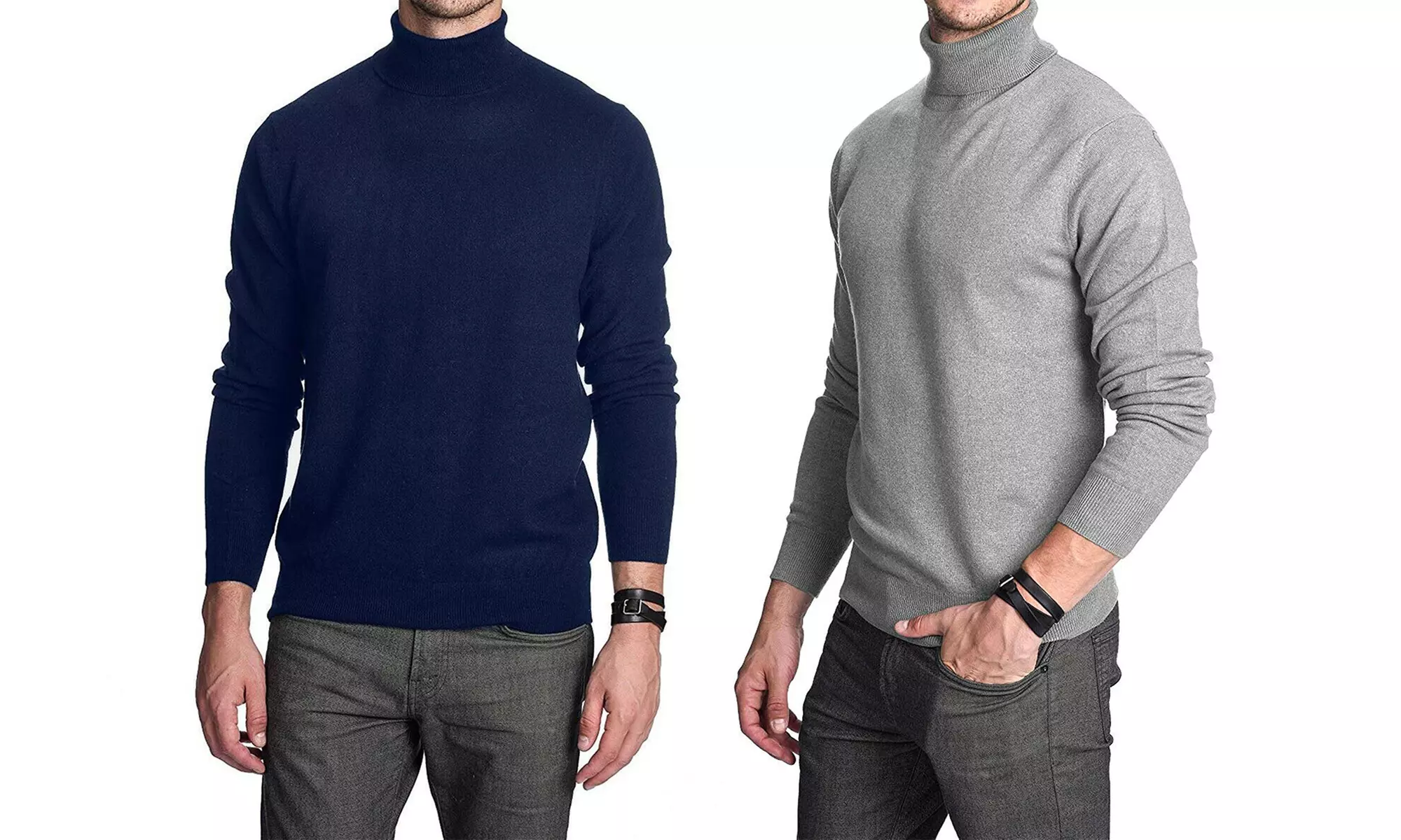 2 maglie dolcevita in cashmere e lana da uomo