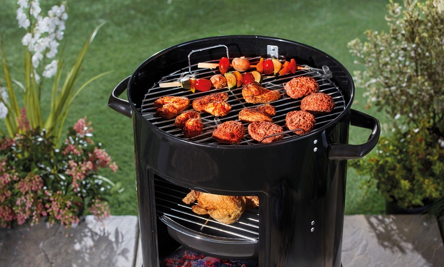 Image 2: Barrel Charcoal Smoker and Grill