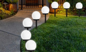 Up to Eight LED Solar Outdoor Globe Stake Lights