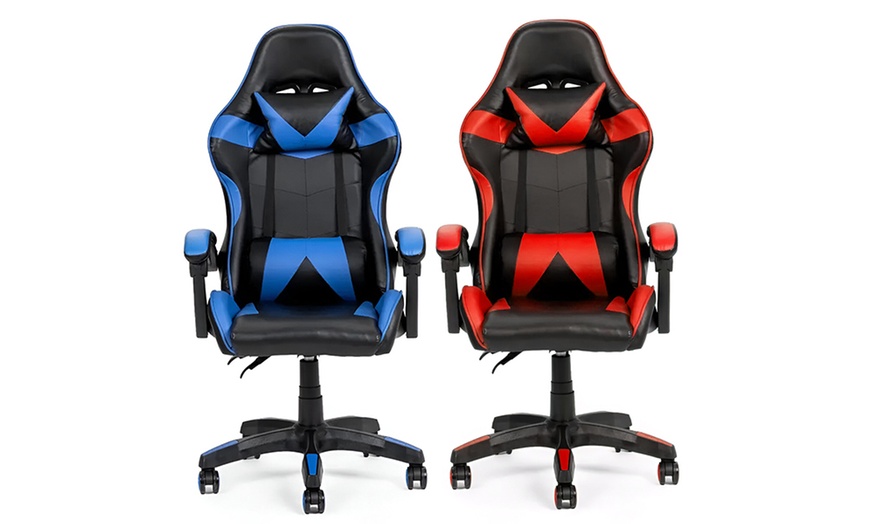 Image 14: Sedia da gaming ergonomica con poggiapiedi