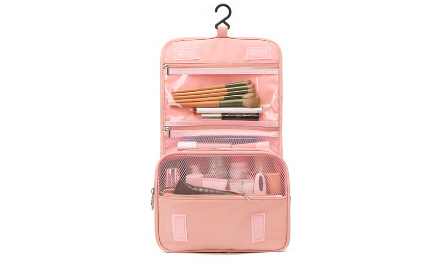 Image 15: Hanging Multi-Pocket Water-Resistant Travel Makeup Bag