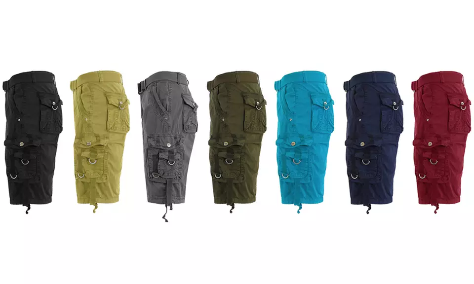 Galaxy by Harvic Men's Belted Multi Pocket Cargo Utility Shorts (2-Pack) - Primary Image