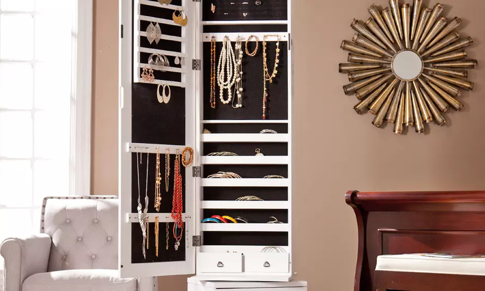 Mirrored Glam Jewelry Storage Armoire - Second Medium
