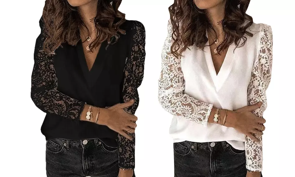 Top col V ML à dentelle Fabshopper - Primary Image