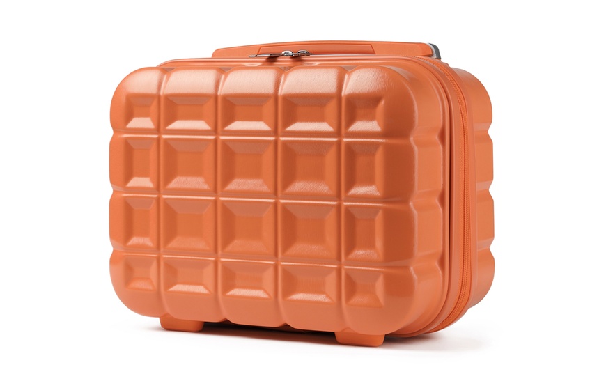 Image 5: Orange ABS Waffle Textured Suitcases and Hard Shell Vanity Case