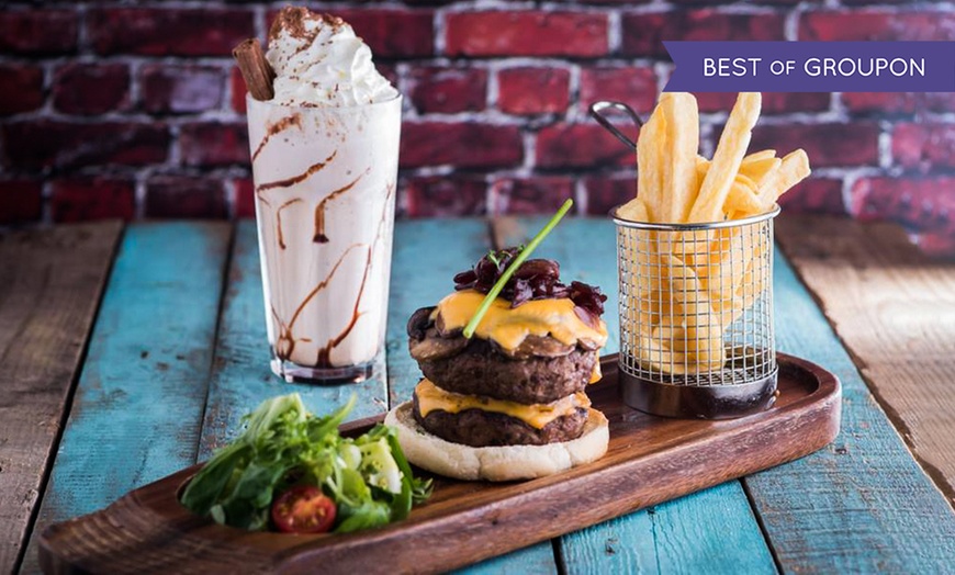 Image 1: Burger, Fries and Milkshake