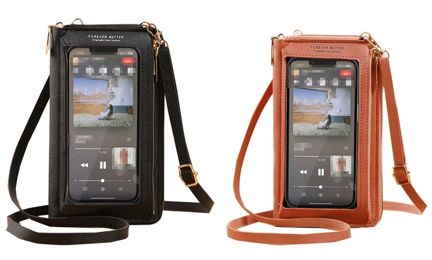 Image 23: Waterproof Crossbody Phone Bag with USB Charger Port