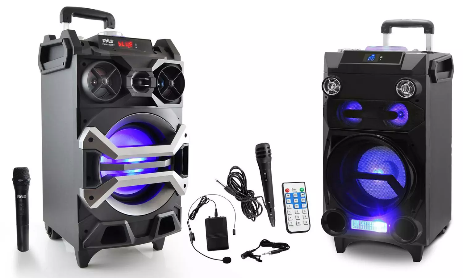 Pyle Portable Bluetooth Karaoke Speaker System with Wireless Microphone or Wired Microphone and Wireless Headset - Primary Image
