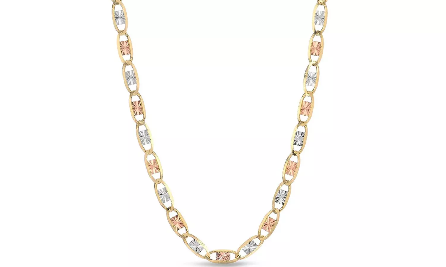 14K Gold 2MM 3-Tone Diamond-Cut Valentino Chain Necklace by Moricci - Primary Image