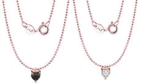 Collana micro bollicine con cuore pendente in zircone disponibile in 4 tipologie