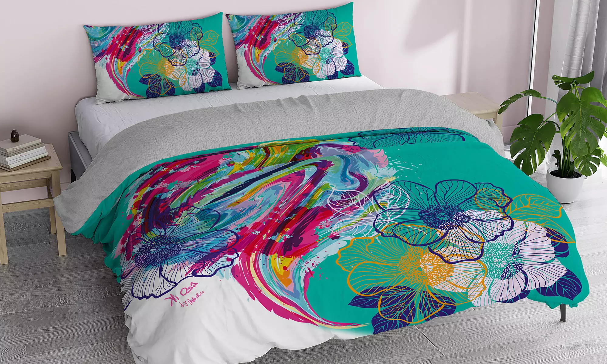 Parure copripiumino Kiosa in stampa digitale