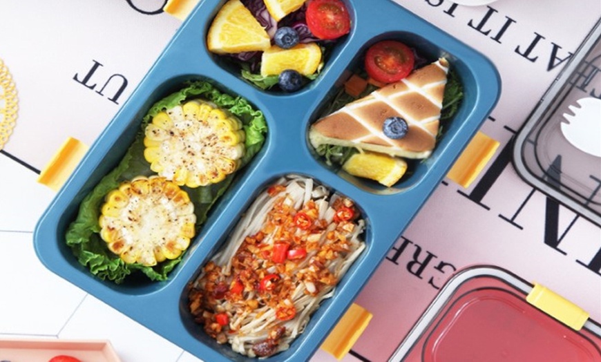 Image 2: Portable Microwaveable Lunch Box with Cutlery