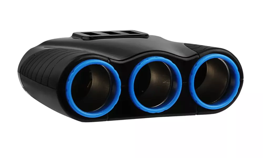 3-Way Cigarette Lighter Splitter with 3 USB Ports - Primary Image
