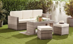 Five-Seat Rattan-Effect Outdoor Furniture Set with Optional Cover