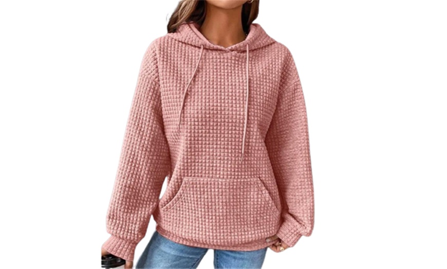 Image 10: Women's Casual Waffle Pullover Sweatshirt