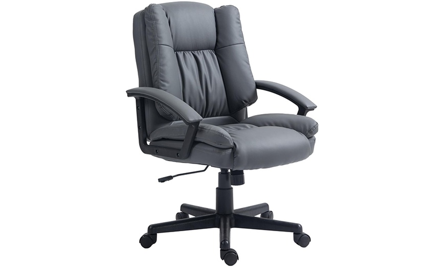 Image 2: HOMCOM Faux Leather Computer Desk Chair