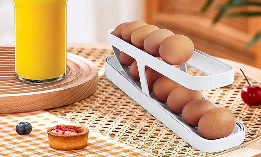 Image 1: Two-Tier Auto-Rolling Egg Dispenser