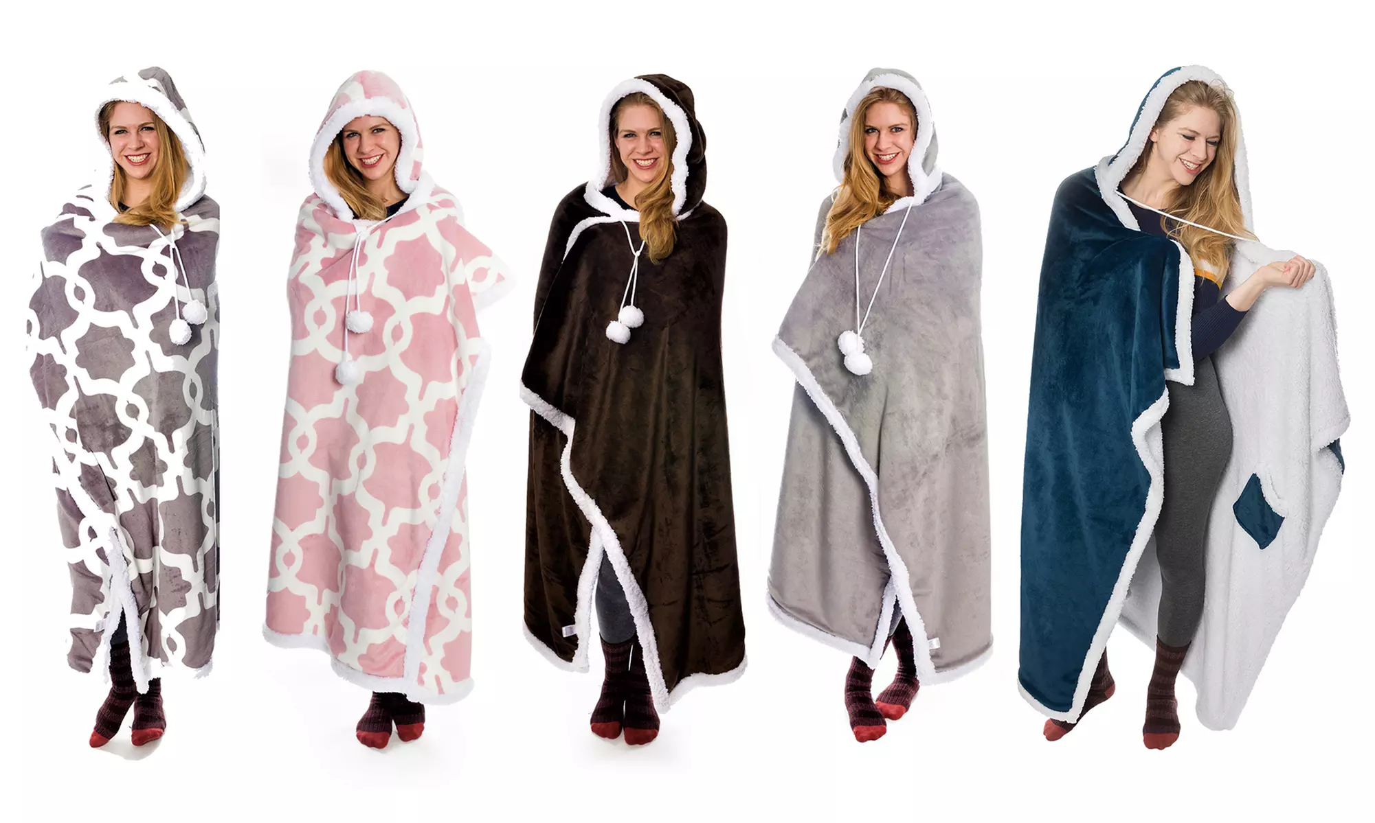 Kensie Sherpa-Lined Hooded Throw Blanket - Primary Image