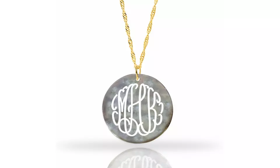 Natural Nacar Shell Monogram Necklace from MonogramHub (Up to 90% Off)  - Primary Image