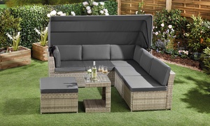 Rattan-Effect Daybed with Canopy and Optional Cover