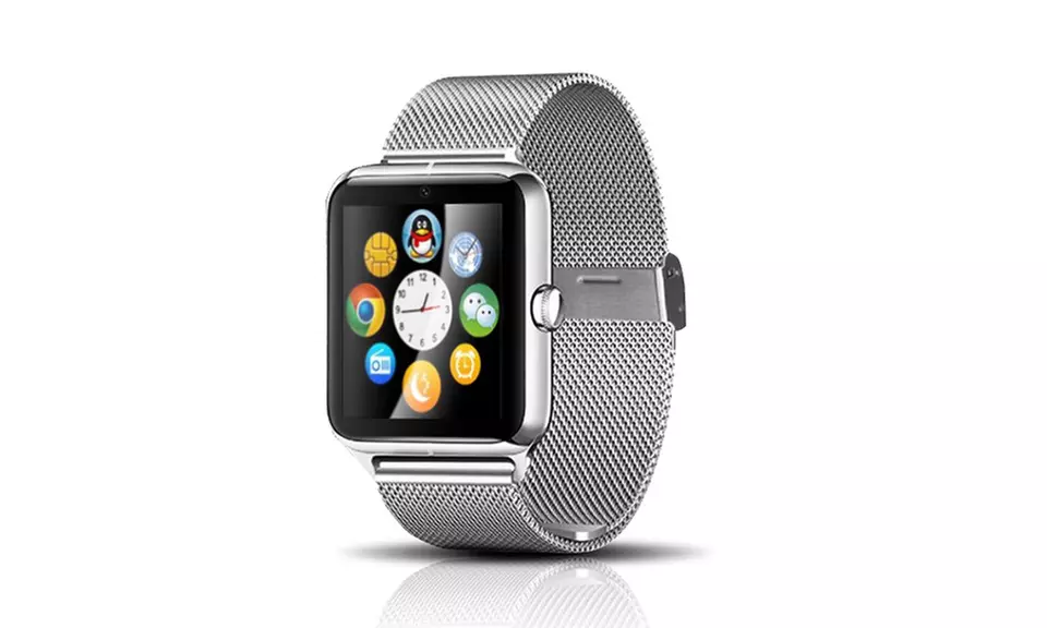 Edelstahl-Smartwatch mit Kamera in Schwarz, Silber oder Gold inkl. Versand - Second Medium