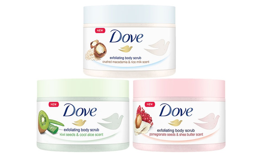 Image 1: One or Two 225ml Dove Body Scrubs