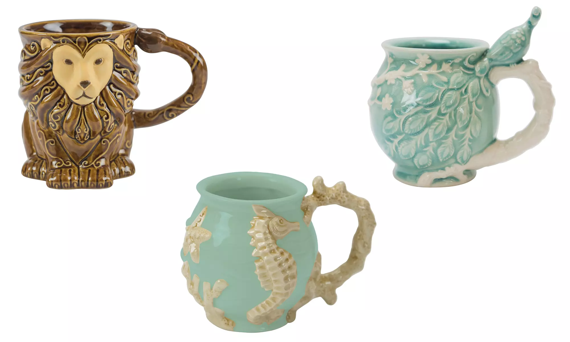 Boston Warehouse Hand-Painted Stoneware Mugs - Primary Image