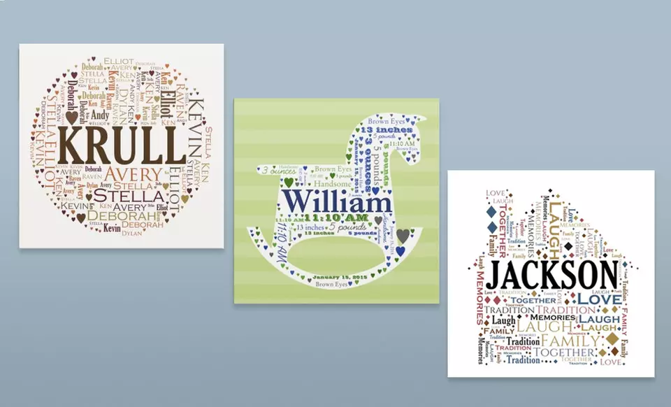 16"x16" or 20"x20" Word-Art Canvas from GiftsForYouNow.com (Up to 50% Off) - Primary Image