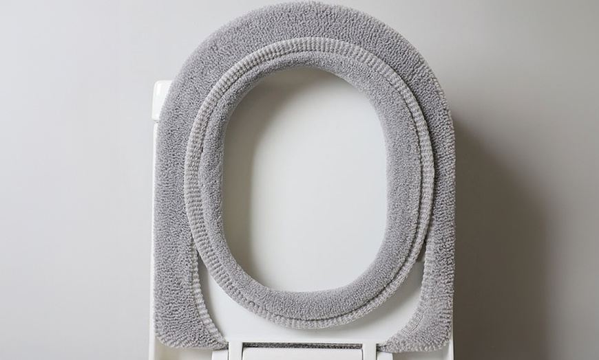 Image 4: Two-Piece Thickened Knit All-Season Universal Toilet Seat Cushions