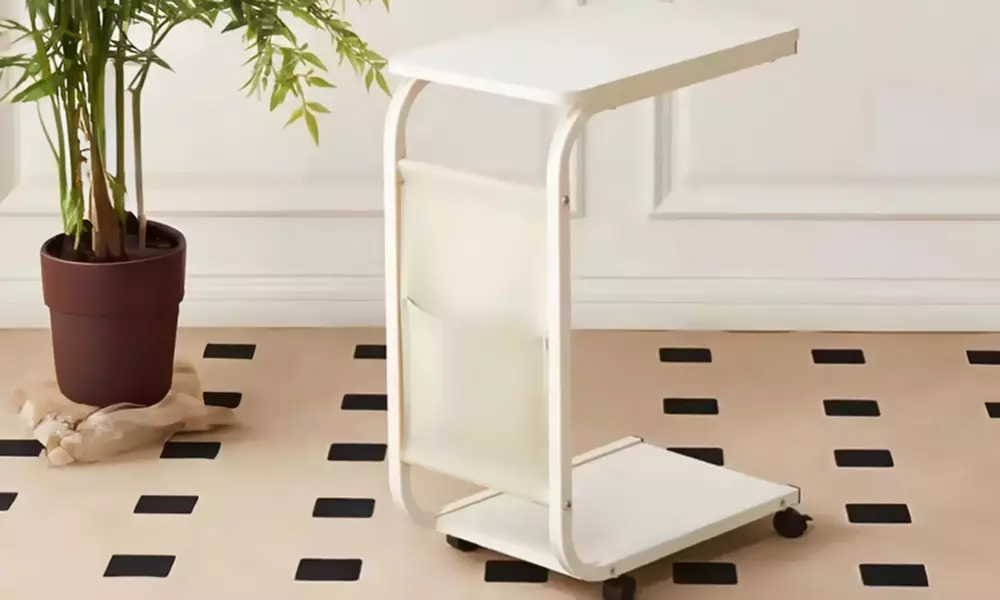 Tavolino ausiliario con borsa portaoggetti Bakaji, design moderno