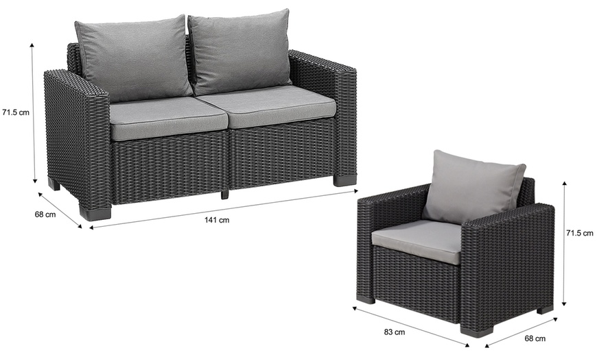 Image 5: Keter California Rattan-Like Sofa Lounger and Chair Set